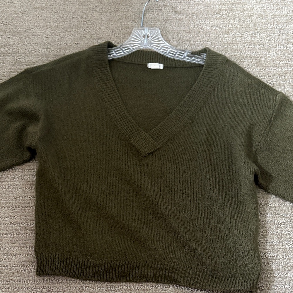 Garage Olive V-Neck Sweater